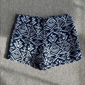 Gianni Bini Navy and White Aztec Print Shorts